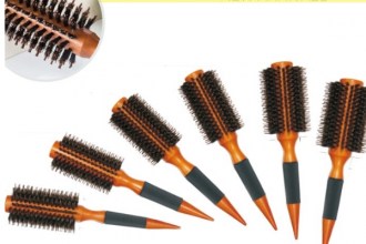 Hair Brush Wood, Rubber Handle, d19mm