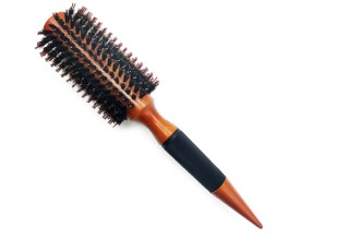Hair Brush Wood, Rubber Handle, d33mm
