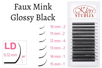 Lashes, Faux Mink, Glossy Black, LD12M, 12 Rows, 10-15